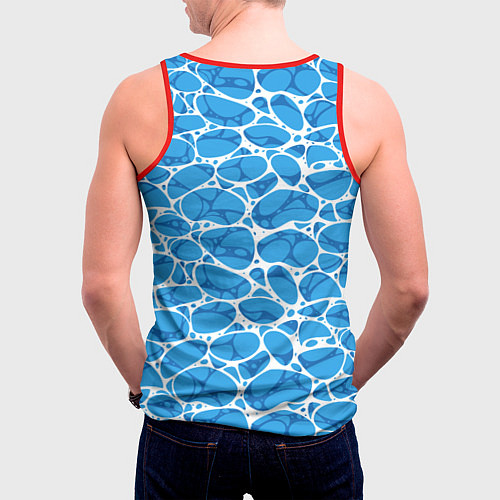 Мужская майка без рукавов Волновая рябь на поверхности воды паттерн / 3D-Красный – фото 4