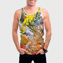 Майка-безрукавка мужская Живая Абстракция: Поток Цветов и Форм в Постоянном, цвет: 3D-белый — фото 2