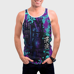 Майка-безрукавка мужская Неоновый призрак самурая, цвет: 3D-белый — фото 2