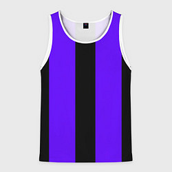 Майка-безрукавка мужская Color purple black stripes, цвет: 3D-белый