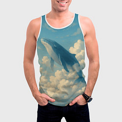 Майка-безрукавка мужская Кит в облаках, цвет: 3D-белый — фото 2