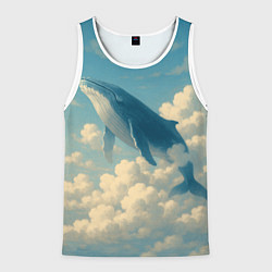 Майка-безрукавка мужская Кит в облаках, цвет: 3D-белый