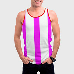 Майка-безрукавка мужская Color white pink lines, цвет: 3D-красный — фото 2