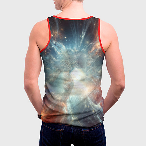 Мужская майка без рукавов Космонавт в космической туманности / 3D-Красный – фото 4