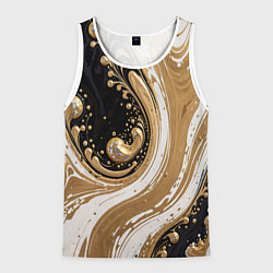 Майка-безрукавка мужская Черный агат и жидкое золото, цвет: 3D-белый