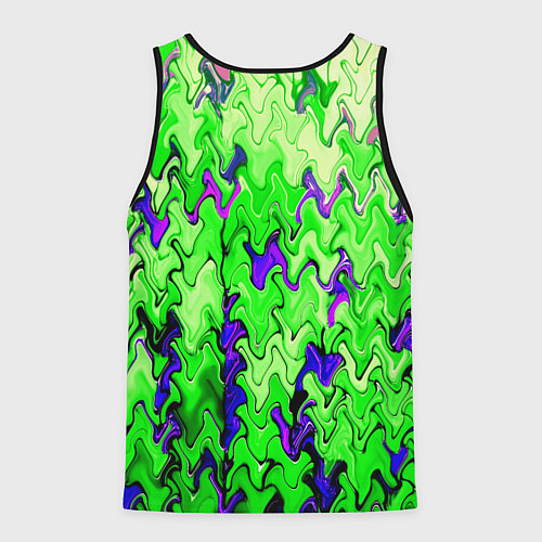 Мужская майка без рукавов Ярко-зелёный стекающая абстаркция / 3D-Черный – фото 2