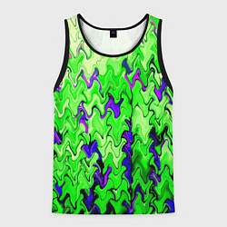 Мужская майка без рукавов Ярко-зелёный стекающая абстаркция