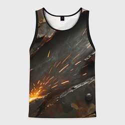 Майка-безрукавка мужская Искры метала под камуфляжем, цвет: 3D-черный