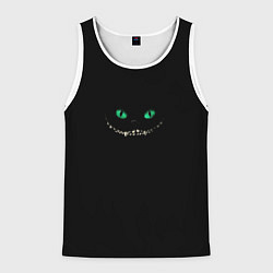 Майка-безрукавка мужская Чеширский кот Тима Бёртона, цвет: 3D-белый
