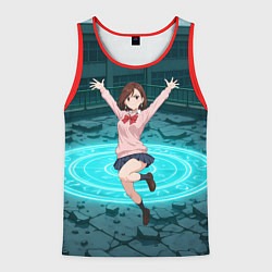Майка-безрукавка мужская Радостная Сиратори Айра в прыжке, цвет: 3D-красный