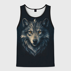 Майка-безрукавка мужская Пиксельная голова волка, цвет: 3D-черный