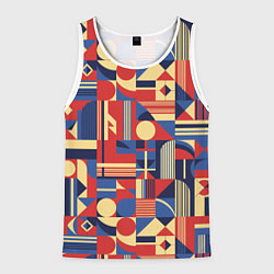 Майка-безрукавка мужская Геометрический карнавал, цвет: 3D-белый