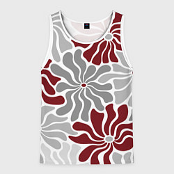 Майка-безрукавка мужская Цветы cherry and grey pattern, цвет: 3D-белый