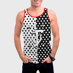 Майка-безрукавка мужская Doom точки черно белые, цвет: 3D-красный — фото 2