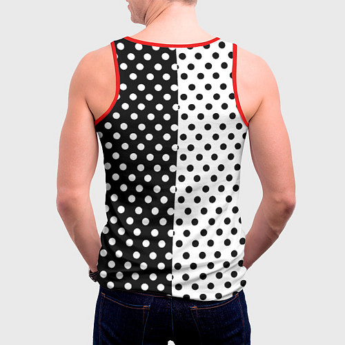 Мужская майка без рукавов Doom точки черно белые / 3D-Красный – фото 4