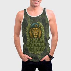 Майка-безрукавка мужская Лев - сила мужество отвага, цвет: 3D-белый — фото 2