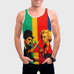 Майка-безрукавка мужская Чарли Чаплин против Мэрилин Монро поп-арт, цвет: 3D-белый — фото 2