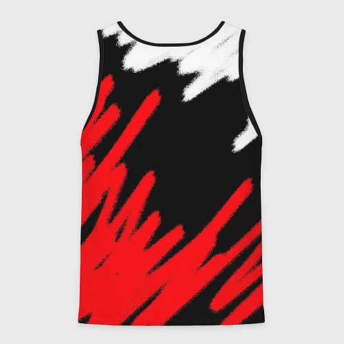 Мужская майка без рукавов Спорт бело-чёрно-красный штрихи / 3D-Черный – фото 2