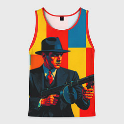 Майка-безрукавка мужская Гангстер поп-арт, цвет: 3D-красный