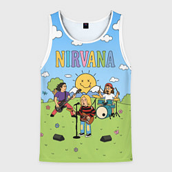 Мужская майка без рукавов Nirvana мультяшный стиль на поляне