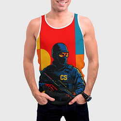 Майка-безрукавка мужская Контр-террорист CS 2 поп-арт, цвет: 3D-белый — фото 2