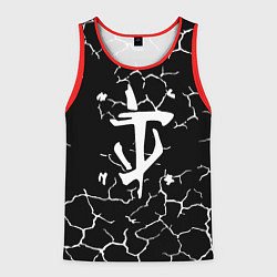 Майка-безрукавка мужская Doom трещины текстура, цвет: 3D-красный