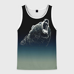 Майка-безрукавка мужская Бурый в гневе - градиент, цвет: 3D-белый