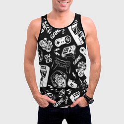 Майка-безрукавка мужская Retro gamer pattern, цвет: 3D-черный — фото 2