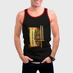 Майка-безрукавка мужская Делай что должен черно золотистый, цвет: 3D-красный — фото 2