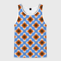 Майка-безрукавка мужская Калейдоскоп на голубом фоне, цвет: 3D-белый
