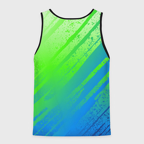 Мужская майка без рукавов Саня всегда на высоте - горы и небоскреб / 3D-Черный – фото 2