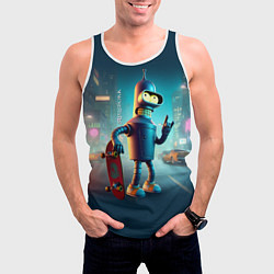 Майка-безрукавка мужская Сынишка Бендера крутой скейтбордист, цвет: 3D-белый — фото 2