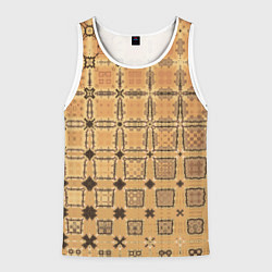 Майка-безрукавка мужская Абстрактный узор кремово-песочный, цвет: 3D-белый