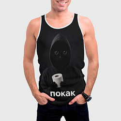 Майка-безрукавка мужская Кот окак - покак мем, цвет: 3D-белый — фото 2