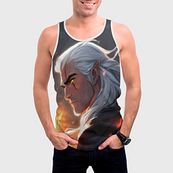 Майка-безрукавка мужская Ведьмак в аниме стиле, цвет: 3D-белый — фото 2
