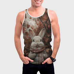 Майка-безрукавка мужская Зайчишка в шарфе, цвет: 3D-белый — фото 2