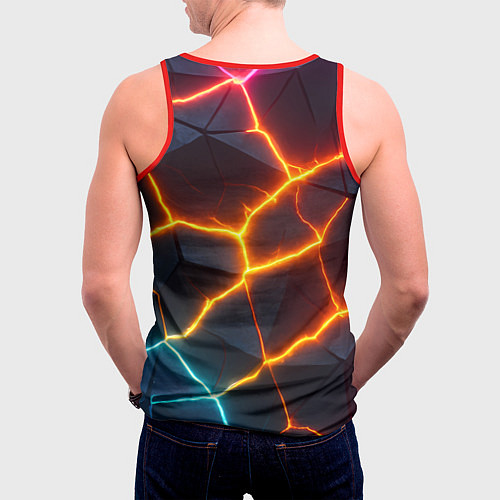 Мужская майка без рукавов Разноцветный неон из плит / 3D-Красный – фото 4