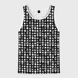 Майка-безрукавка мужская Любовь смерть и роботы, глитч символ паттерн, цвет: 3D-белый