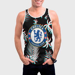 Майка-безрукавка мужская Chelsea тропики глитч текстура, цвет: 3D-белый — фото 2