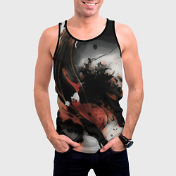Майка-безрукавка мужская Тёмные краски абстракция красно-чёрный, цвет: 3D-черный — фото 2