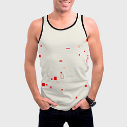 Майка-безрукавка мужская Color white red shapes, цвет: 3D-черный — фото 2