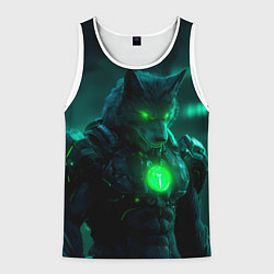 Майка-безрукавка мужская Кибер-волк, цвет: 3D-белый