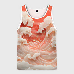 Мужская майка без рукавов Японские красные волны