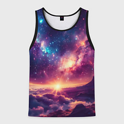 Майка-безрукавка мужская Фантастический космос вид с планеты, цвет: 3D-черный