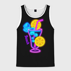 Майка-безрукавка мужская Night beach, цвет: 3D-белый