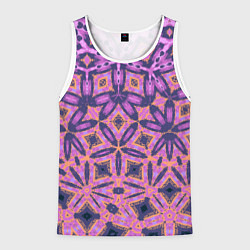 Майка-безрукавка мужская Фиолетовая геометрическая метаморфоза, цвет: 3D-белый