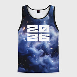 Майка-безрукавка мужская 2026 синяя дымка с искрами, цвет: 3D-черный
