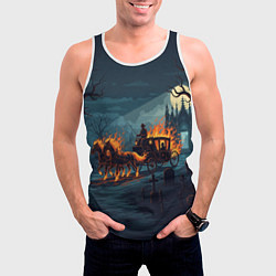 Майка-безрукавка мужская Призраки в горящей конной повозке, цвет: 3D-белый — фото 2