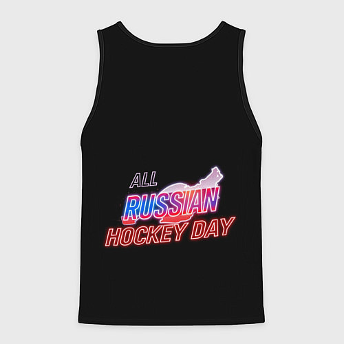 Мужская майка без рукавов Всероссийский день хоккея / 3D-Черный – фото 2
