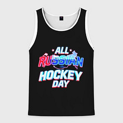 Майка-безрукавка мужская Hockey day, цвет: 3D-белый